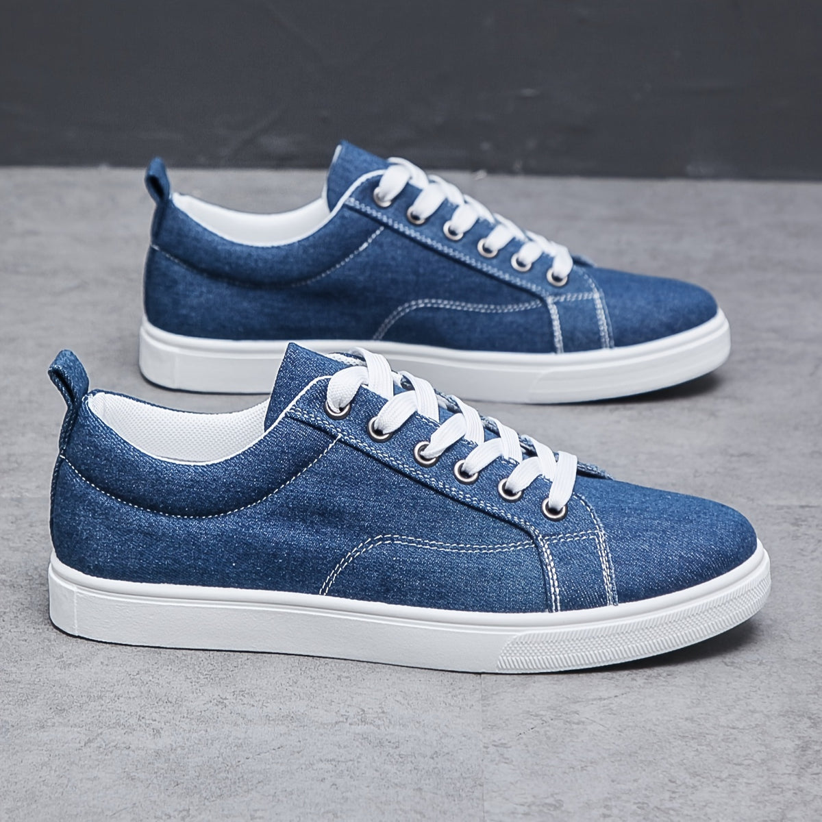 Edgar | Herren Sneaker mit Schnürung und gerippter Sohle, Denim