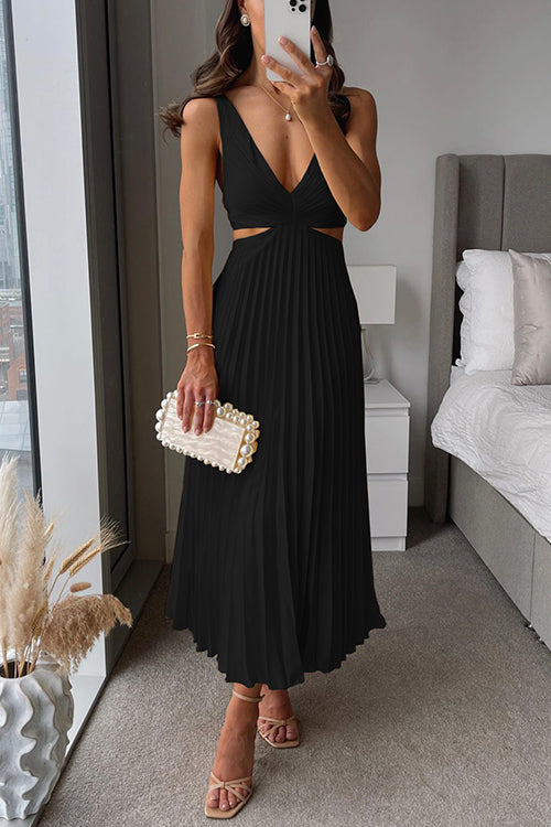 Maja | Elegantes Maxikleid mit V-Ausschnitt und Plissee für Damen