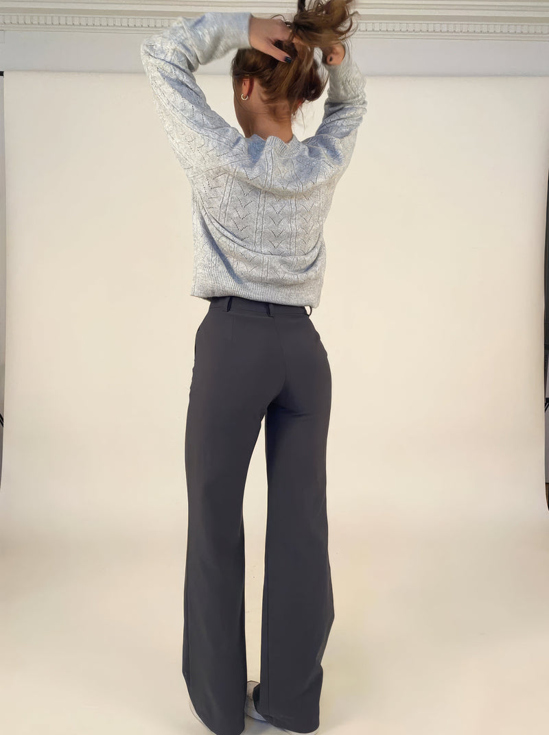 Olive | Hochtaillierte Damenhose mit geradem Bein
