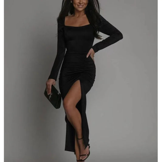 Thalia | Eng anliegendes Maxikleid mit Raffung für Damen