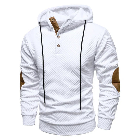 Marcus | Herren Kapuzenpullover mit Knopfleiste und Rippbund