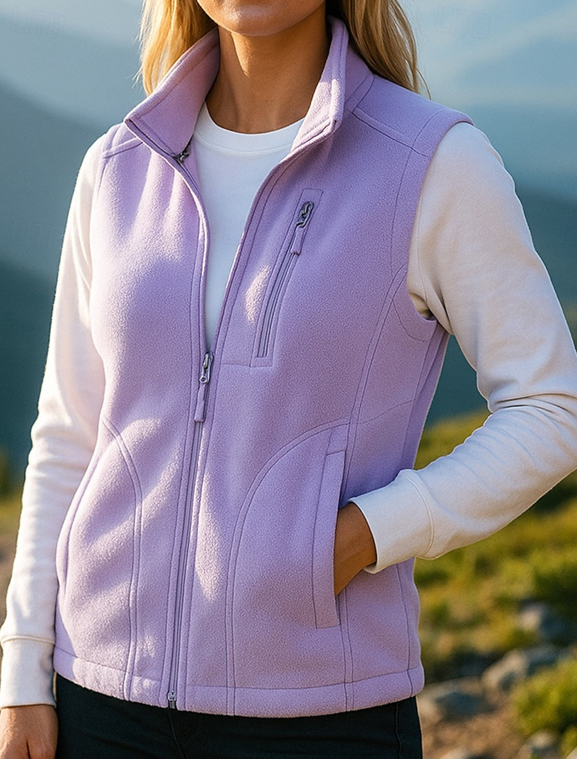 Filippa | Damen Fleece Cardigan Weste mit Stehkragen