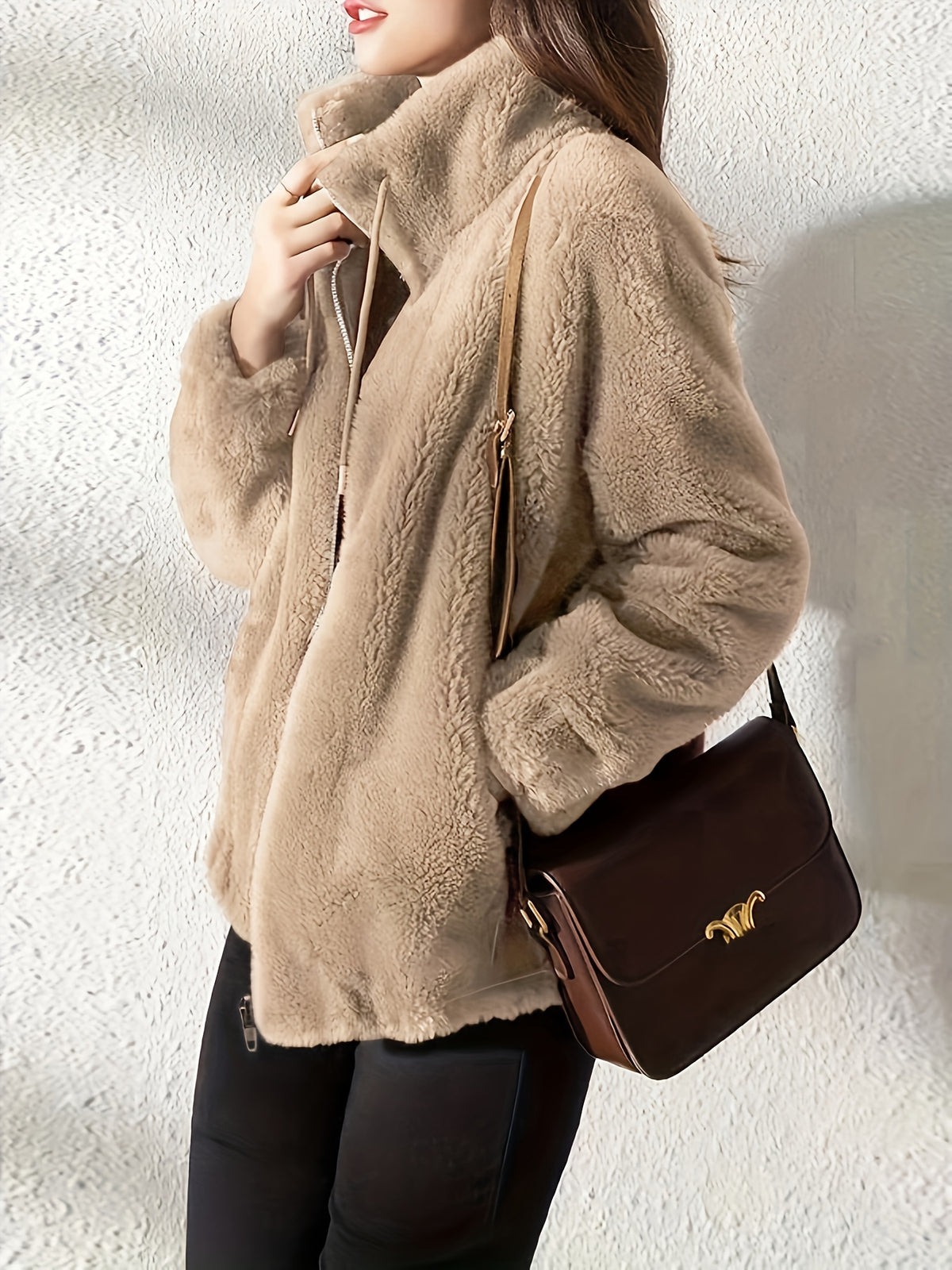 Cilla | Winterjacke Damen Flauschiger Stehkragen Reißverschluss