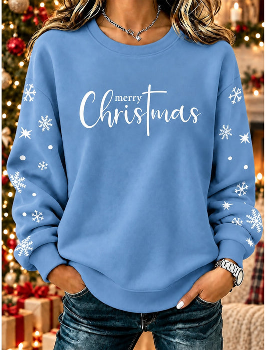 Feikje | Weihnachtspullover mit Schriftzug und Schneeflocken Damen