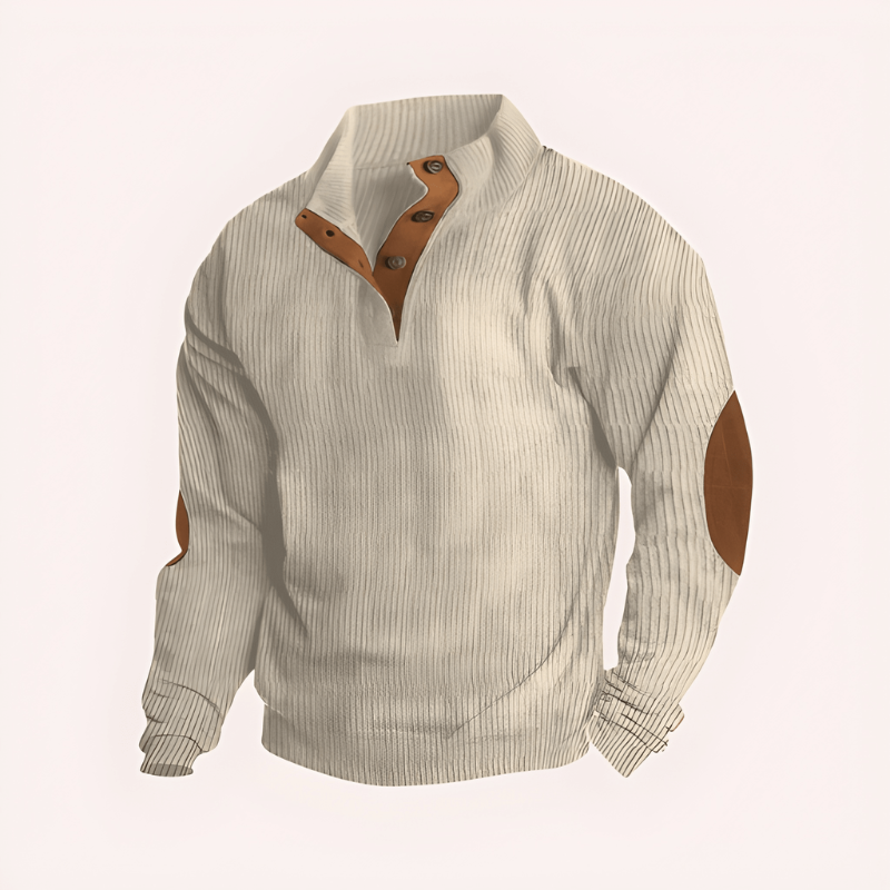 Mads | Herren Strickpullover mit Stehkragen und Knopfleiste
