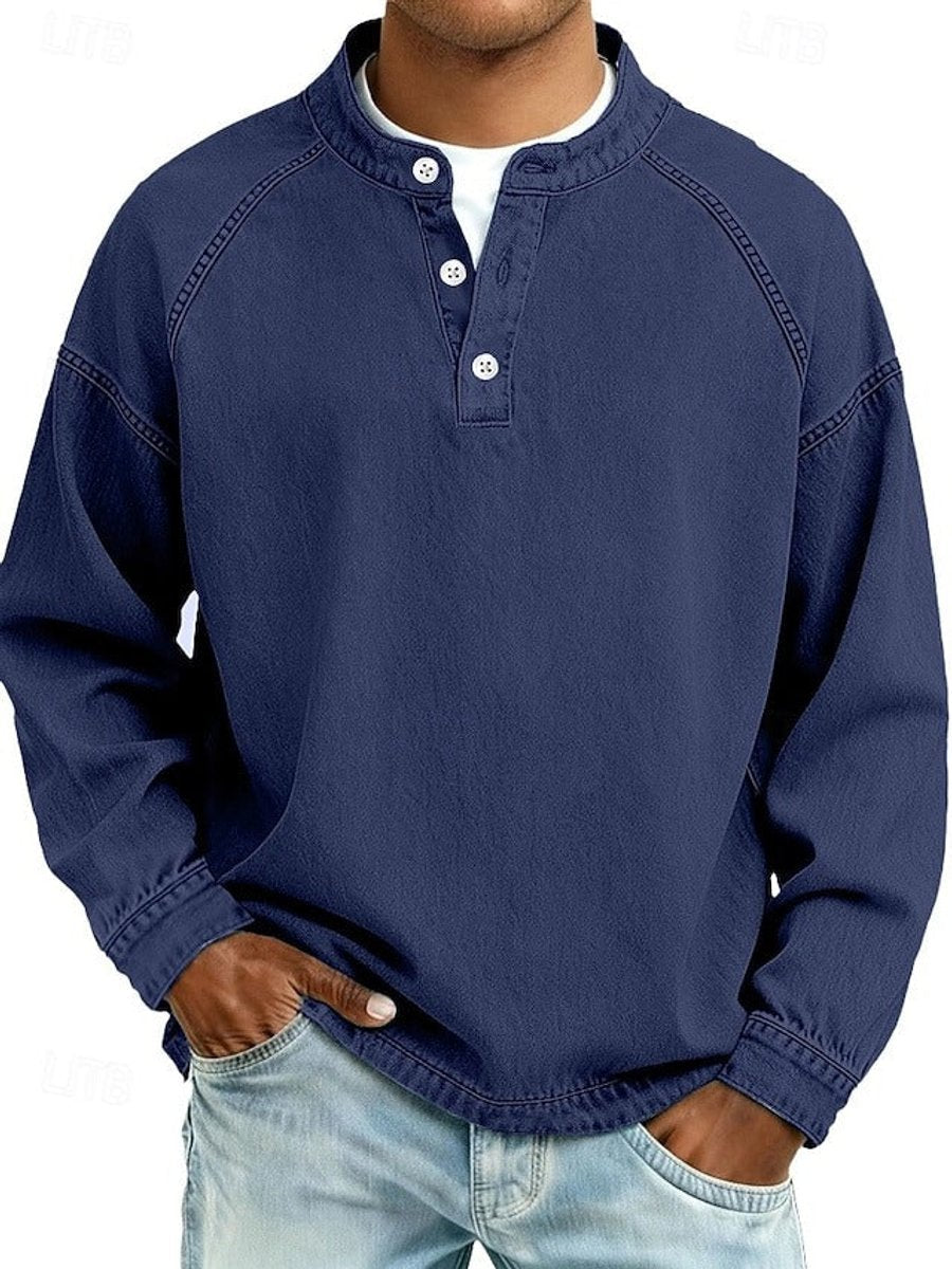 Tate | Herren Henley Strickpullover Used-Look Langarm