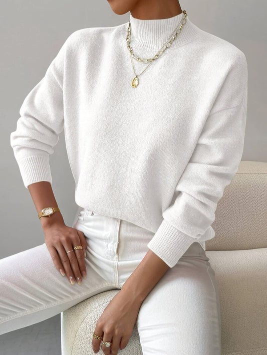 Elina | Damen Rollkragenpullover Rippstrick Langarm Alltag