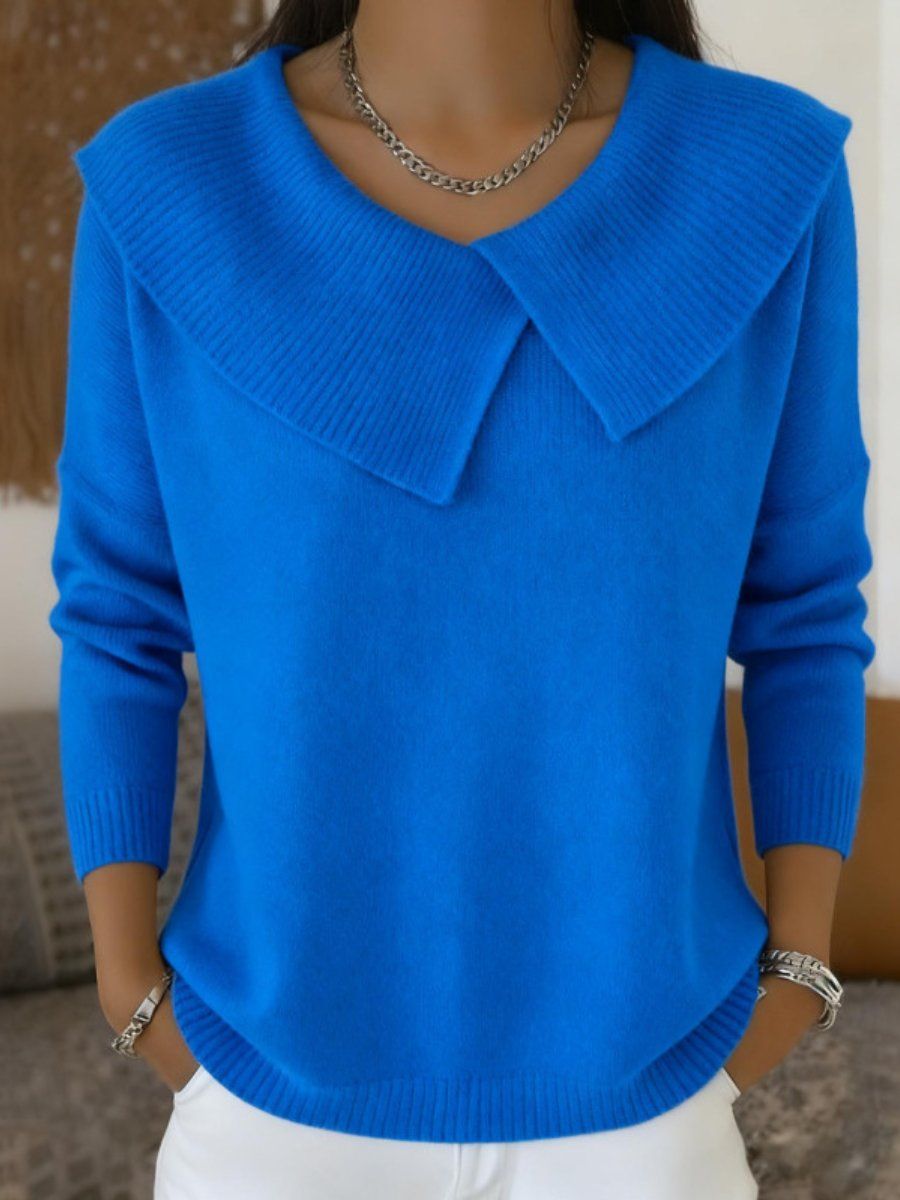 Birgit | Damen Pullover Asymmetrischer Kragen Elegant