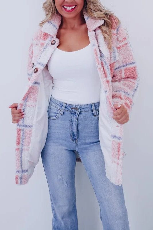 Solveig | Karierte Strickjacke mit Knopfleiste für Damen