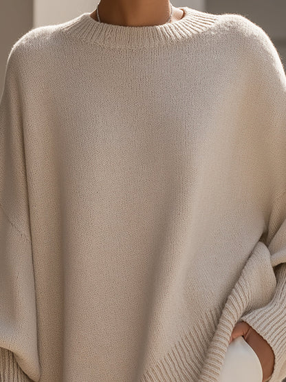 Wilma | Damen Oversized Strickpullover mit Rundhalsausschnitt