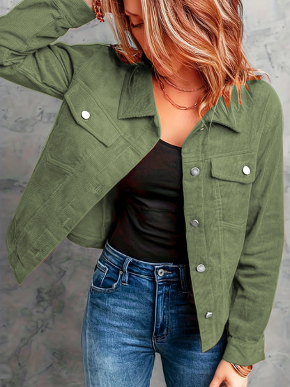 Wilhelmina | Damen Cordjacke mit Knopfleiste und Klappentaschen