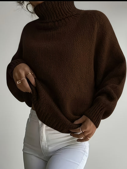 Anja | Damen Grobstrick Rollkragenpullover Oversize