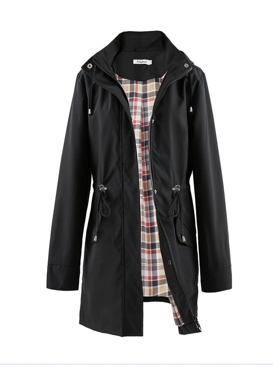 Eefje | Damen Winterjacke mit Kapuze und Kordelzug, Taillengürtel
