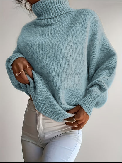 Anja | Damen Grobstrick Rollkragenpullover Oversize
