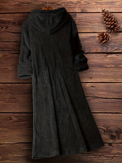 Karlijn | Kuschelige Kapuzenkleid Langarm mit Taschen für Damen