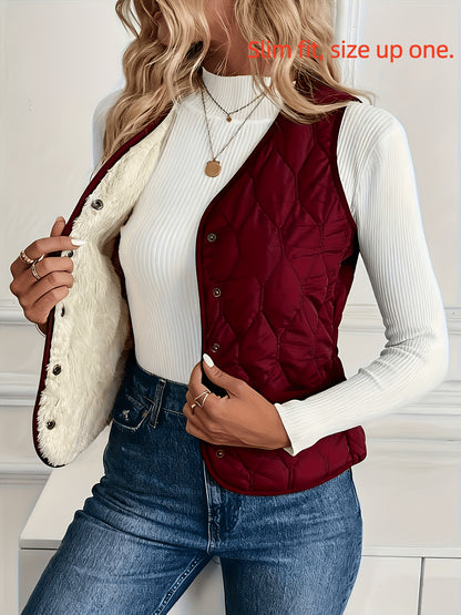 Corinne | Damen Winterjacke Gesteppt Kunstfellfutter Knopfleiste
