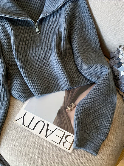 Lauretta | Gerippter Pullover mit Reißverschluss für Damen