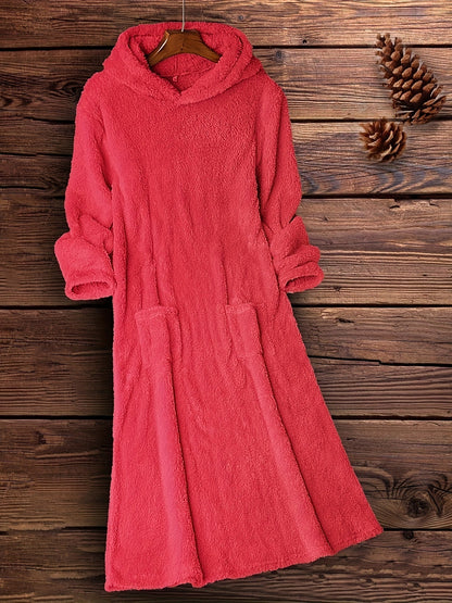 Karlijn | Kuschelige Kapuzenkleid Langarm mit Taschen für Damen