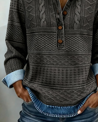 Charlotte | Damen Lockerer Pullover mit Halbknopfleiste