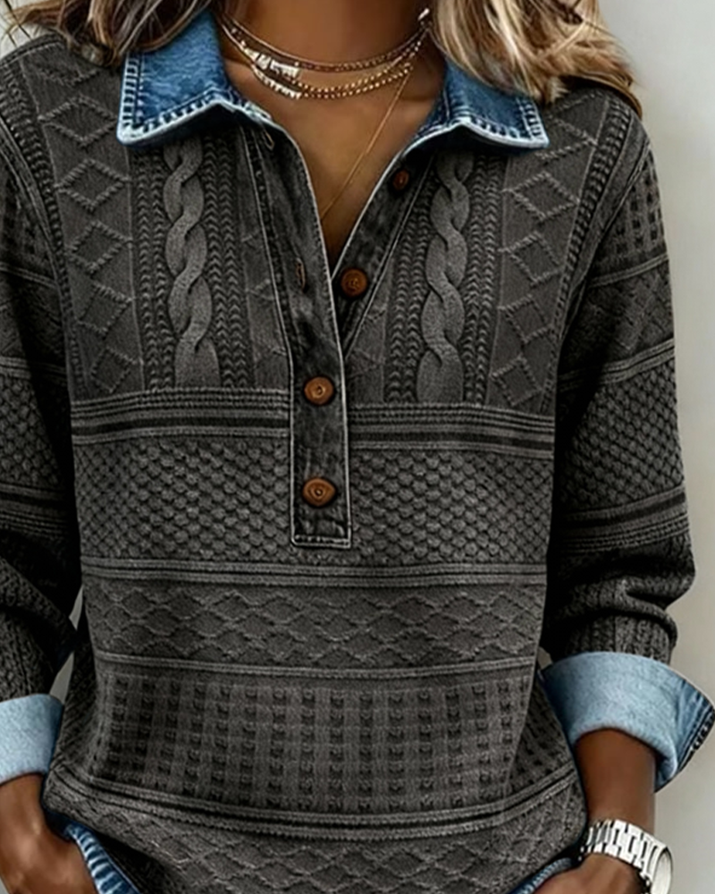 Charlotte | Damen Lockerer Pullover mit Halbknopfleiste