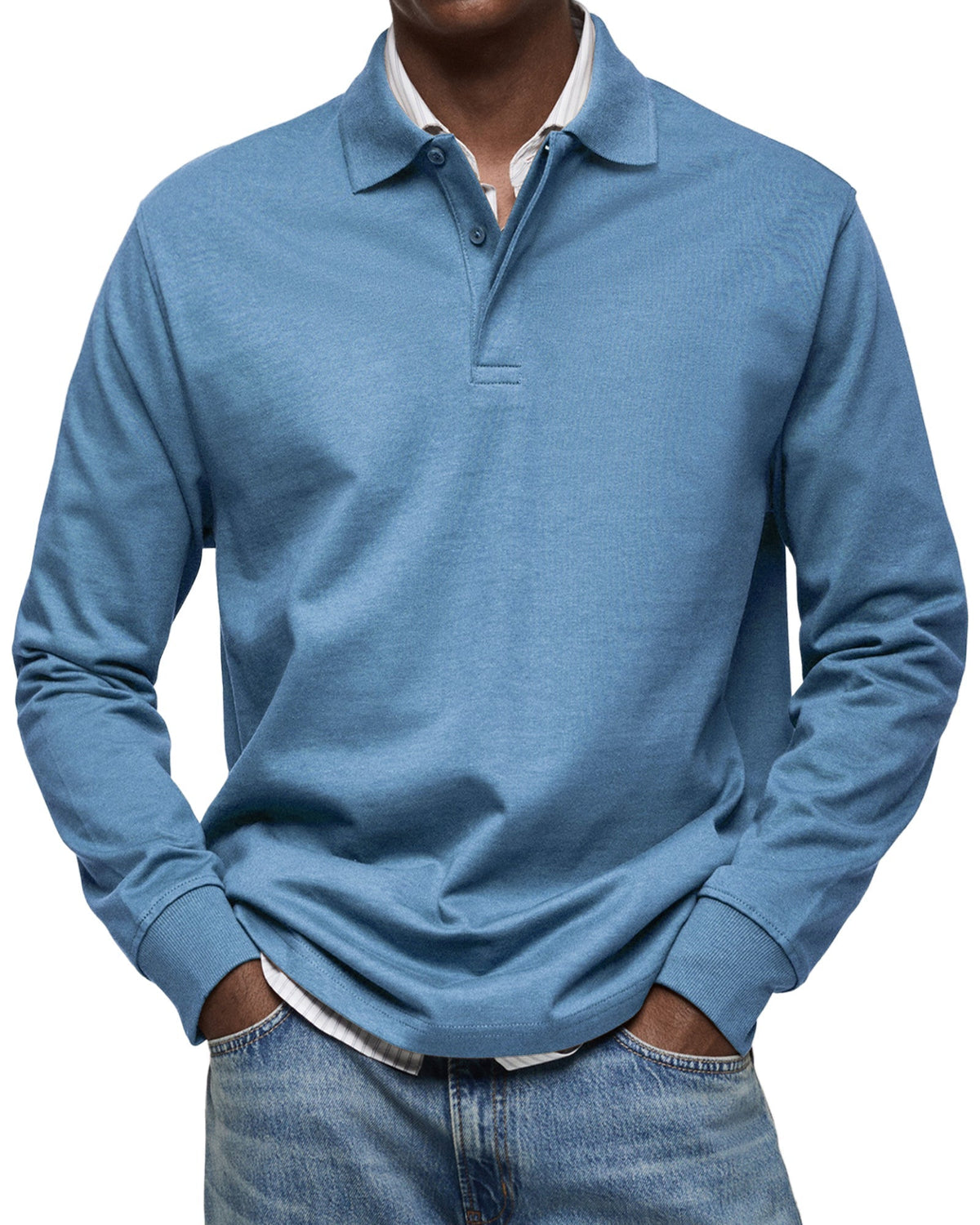 Matteo | Langarm Polo Shirt mit Knopfleiste für Herren