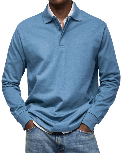 Matteo | Langarm Polo Shirt mit Knopfleiste für Herren