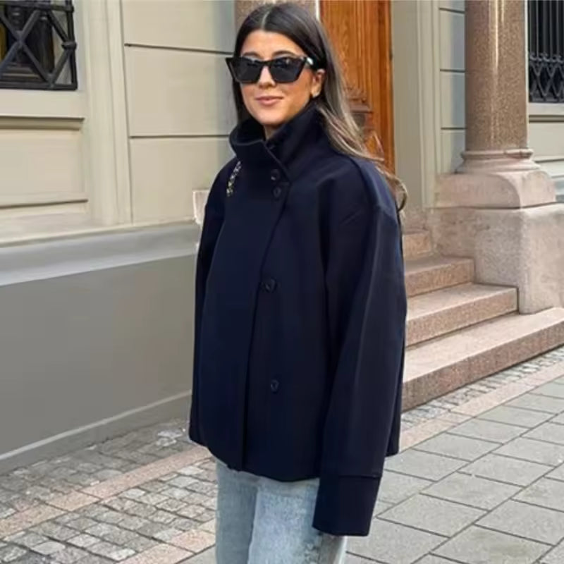 Alma | Damen Kurzmantel Elegant Zweireiher Winter
