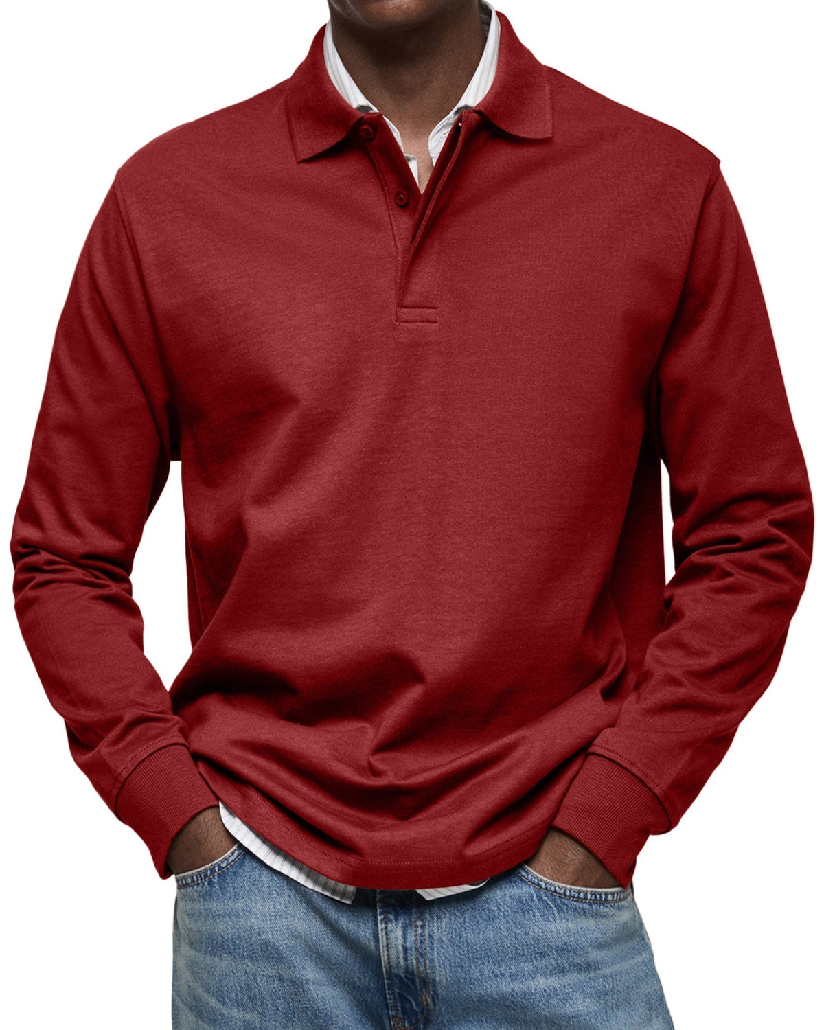 Matteo | Langarm Polo Shirt mit Knopfleiste für Herren