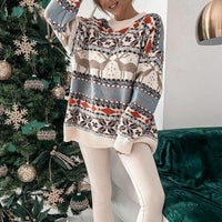 Marga | Rentier-Weihnachtspullover mit Zopfmuster für Damen