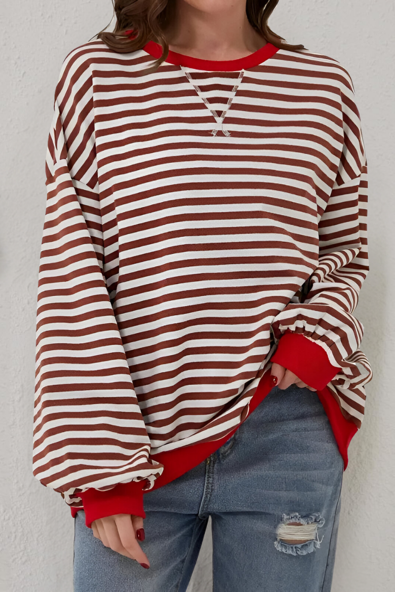 Guusje | Damen Sweatshirt mit Streifenmuster und Rundhalsausschnitt