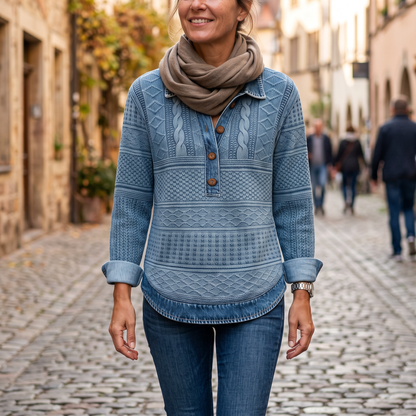 Charlotte | Damen Lockerer Pullover mit Halbknopfleiste