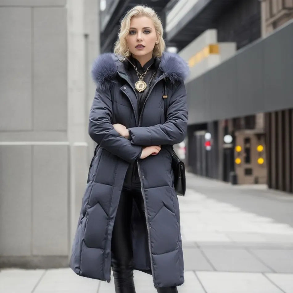 Mirja | Damen Langer Steppmantel mit Stehkragen