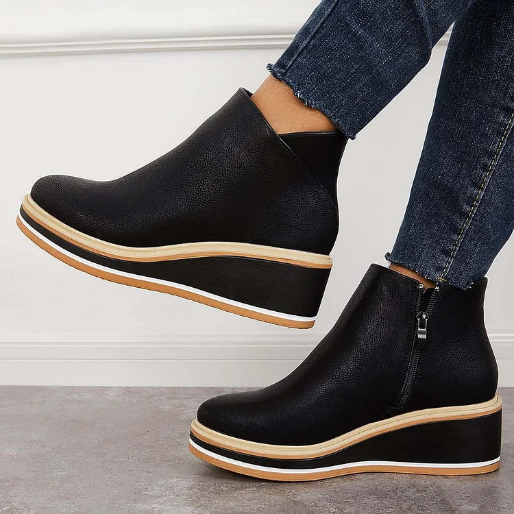 Pippa | Klassische Stiefel mit Reißverschluss und Blockabsatz