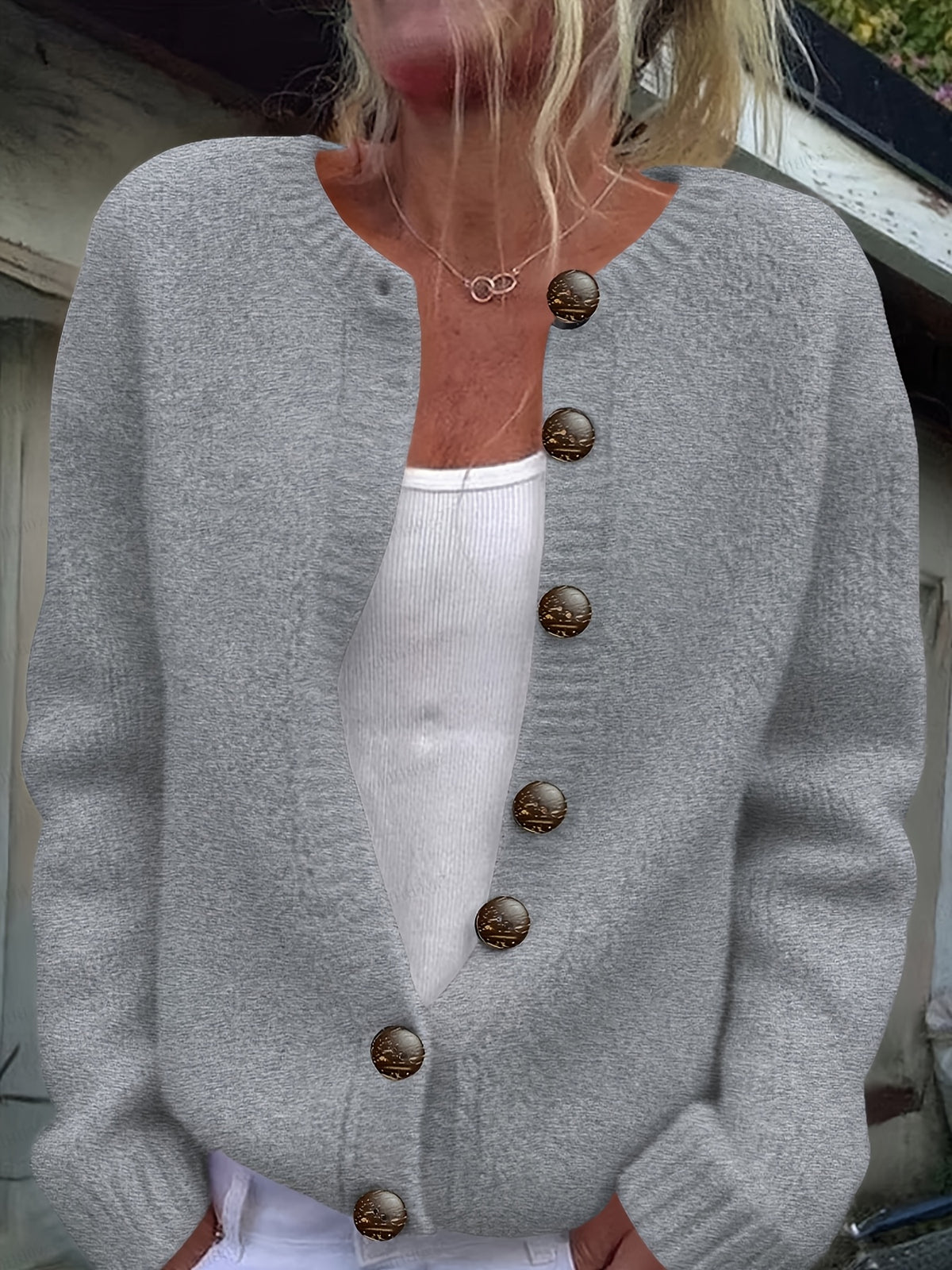 Arabella | Damen Strickjacke oversized mit Knopfleiste