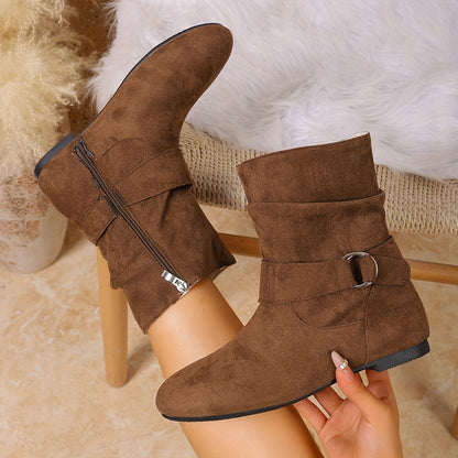 Bettina | Damen Chelsea Boots mit Schnalle und Reißverschluss
