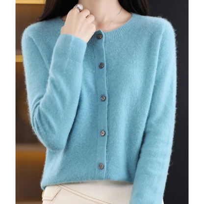 Marlene | Damen Strickjacke mit Rundhalsausschnitt