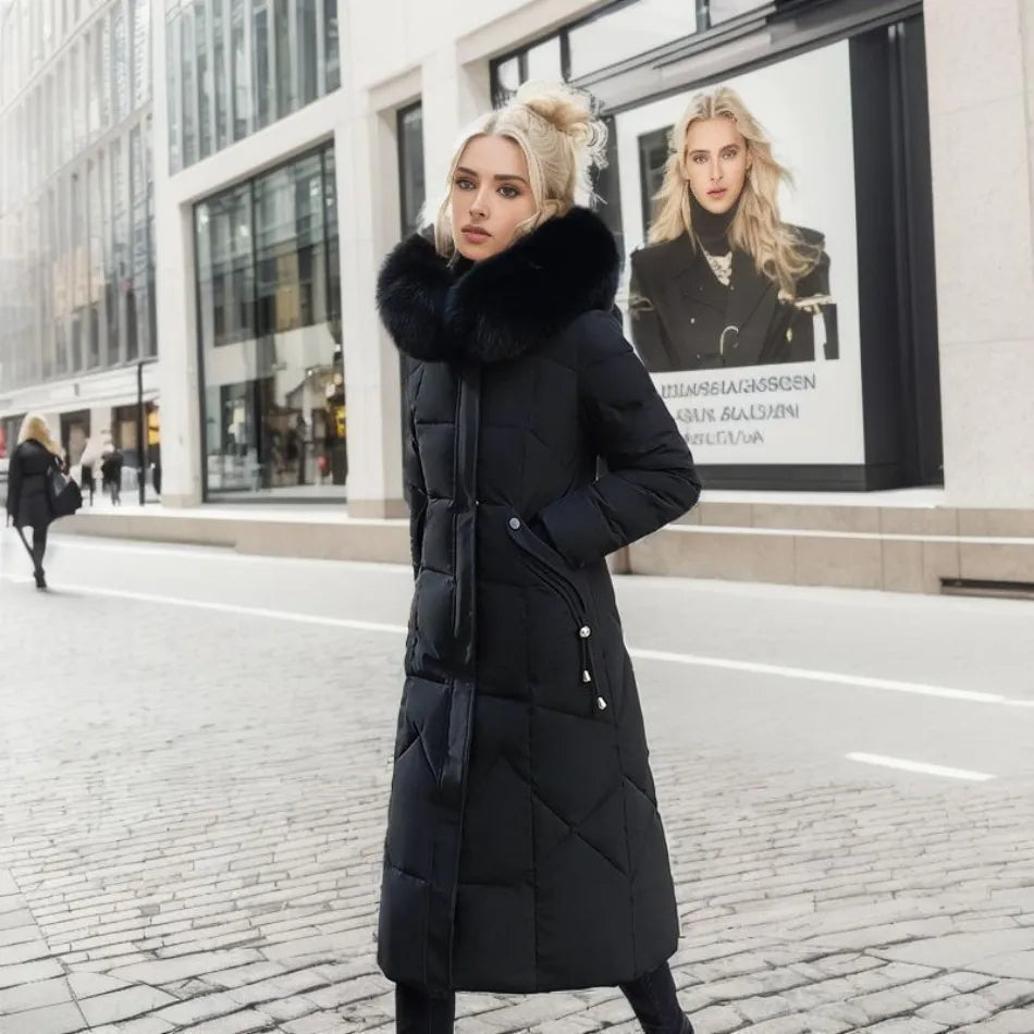 Mirja | Damen Langer Steppmantel mit Stehkragen