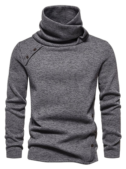 Emmanuel | Herren Strickpullover mit Knopfleiste Stehkragen