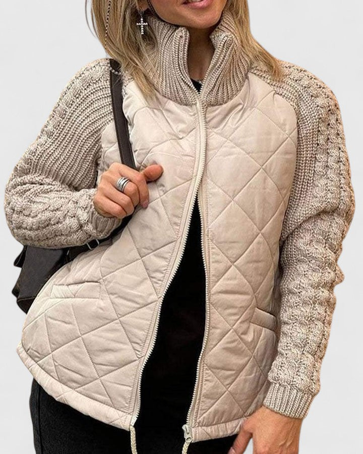 Romana | Damen Steppjacke Winter mit Strickärmeln Stehkragen