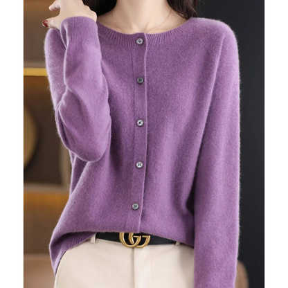 Marlene | Damen Strickjacke mit Rundhalsausschnitt