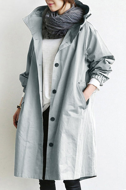 Freyla | Damen Trenchcoat mit Kapuze Wasserdicht Elegant
