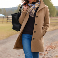 Clara | Damen Wintermantel mit Knopfleiste und Reverskragen