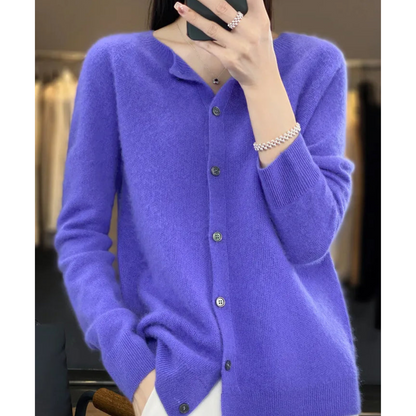 Marlene | Damen Strickjacke mit Rundhalsausschnitt