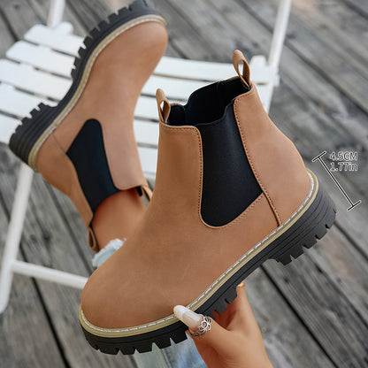 Barbara | Damen Chelsea Boots mit Plateausohle und Profilsohle