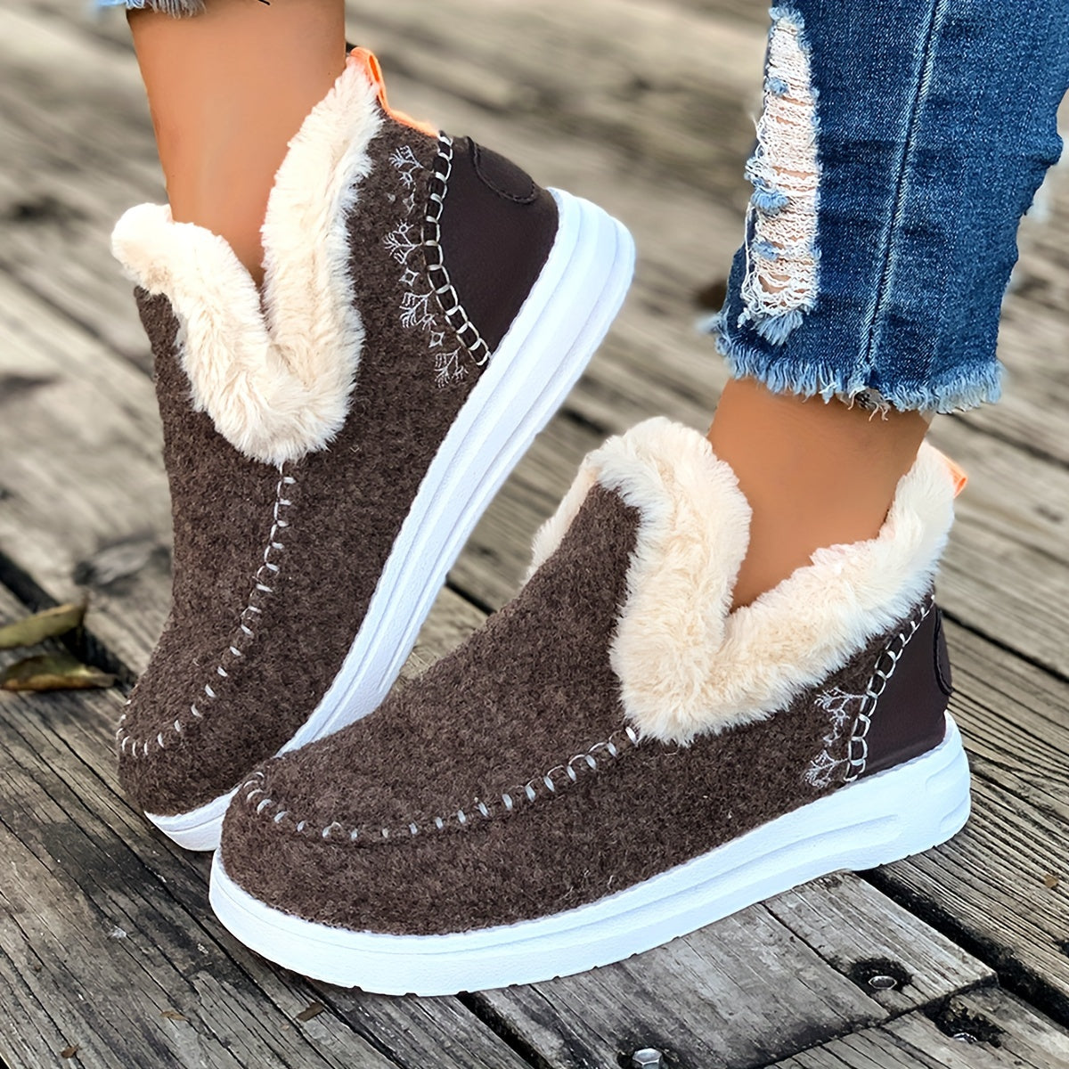 Berit | Damen Chelsea Boots gefüttert mit Kunstfellkragen