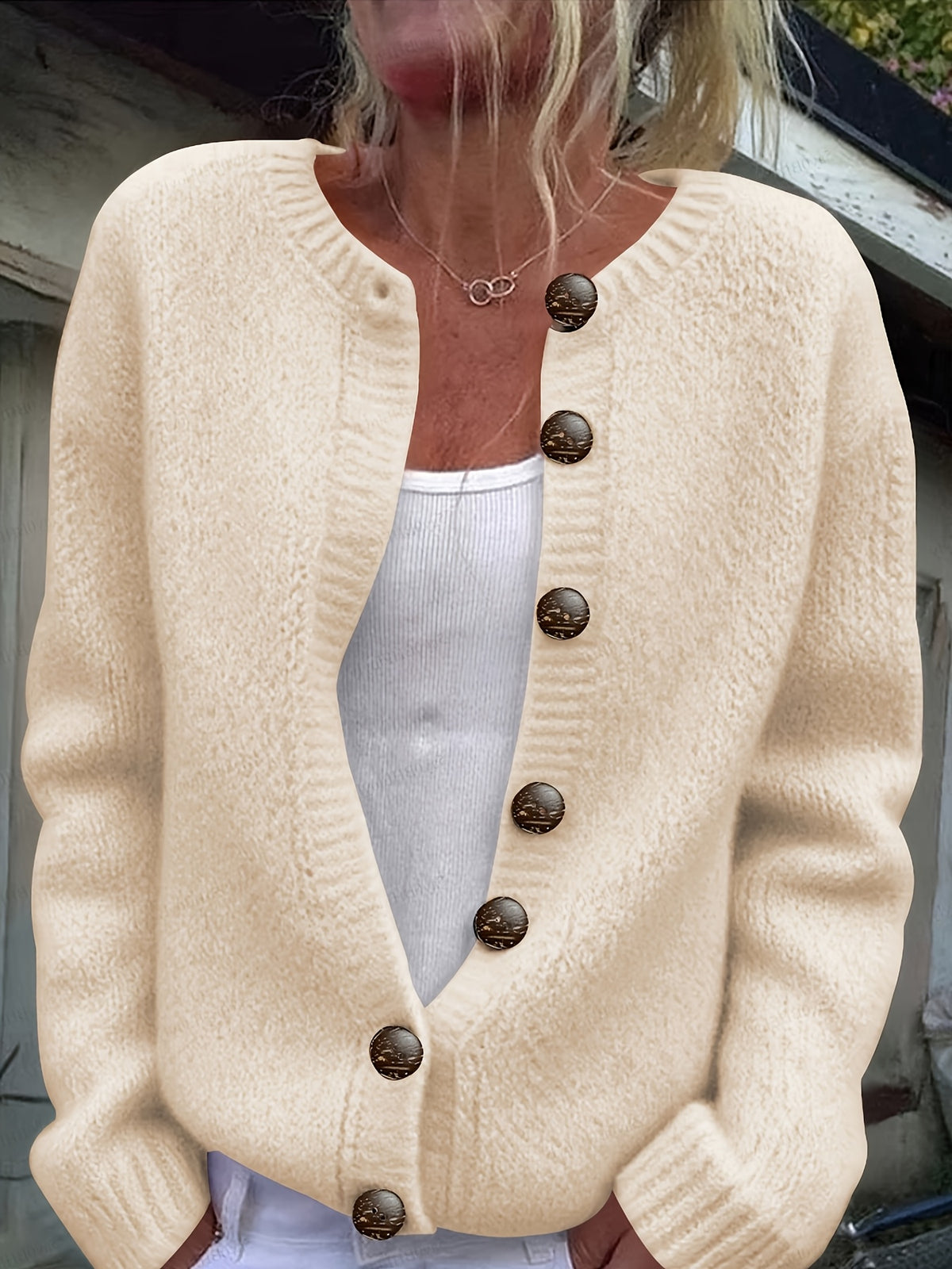 Arabella | Damen Strickjacke oversized mit Knopfleiste