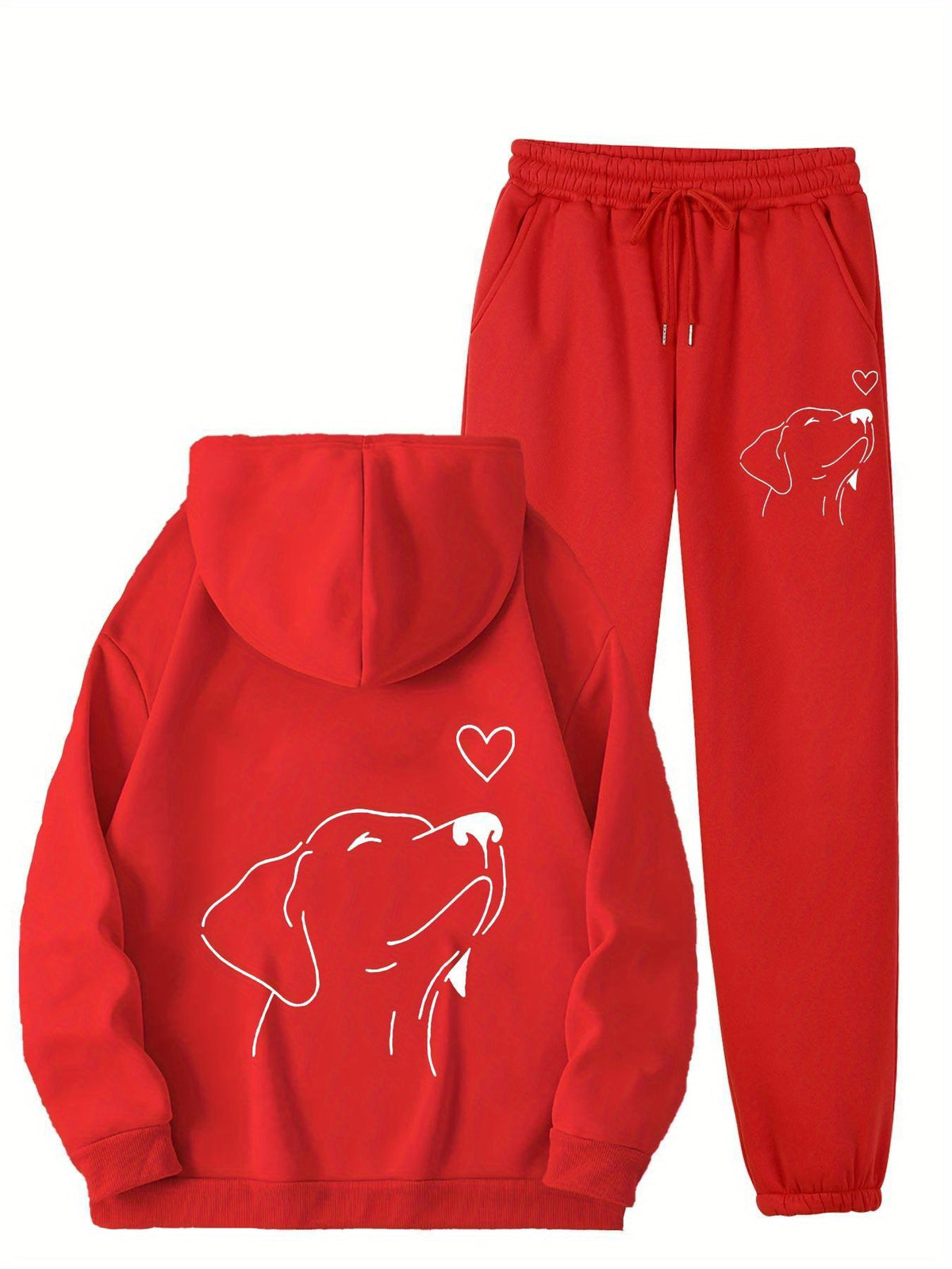 Blanche Oversized Hoodie Jogginghose Set mit Hundeprint für Damen
