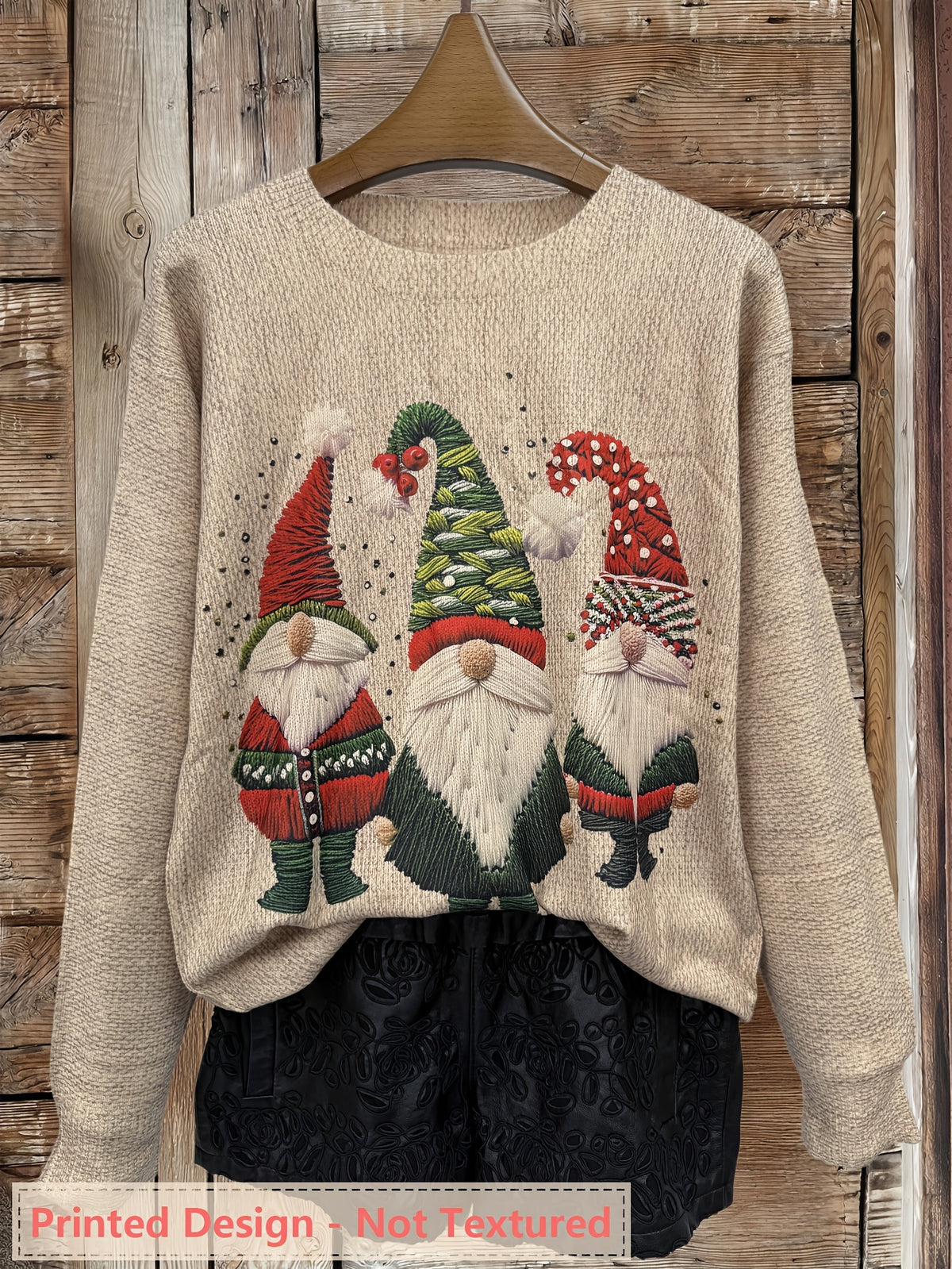 Odile | Weihnachtspullover Damen mit Wichtel-Motiv Rundhals