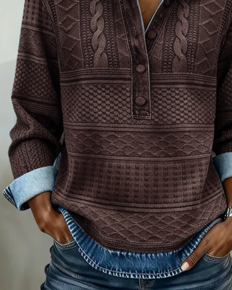 Charlotte | Damen Lockerer Pullover mit Halbknopfleiste