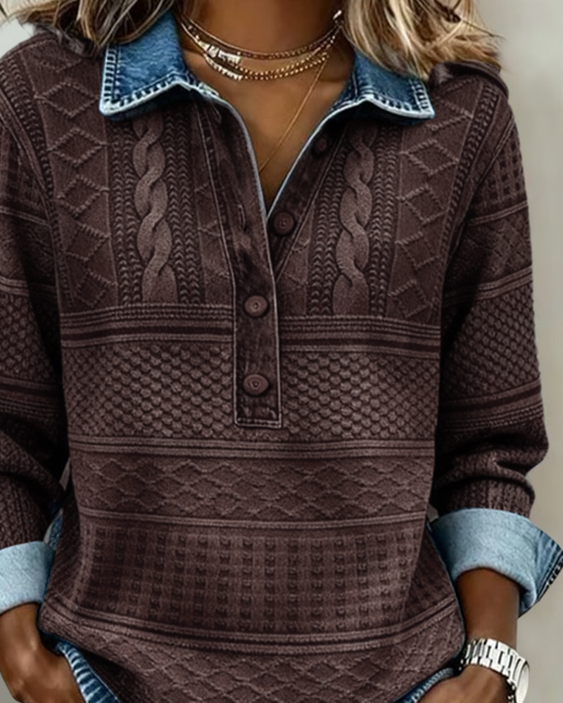 Charlotte | Damen Lockerer Pullover mit Halbknopfleiste
